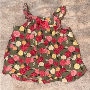 Gymboree Green Floral Camisole with Ruffle Straps